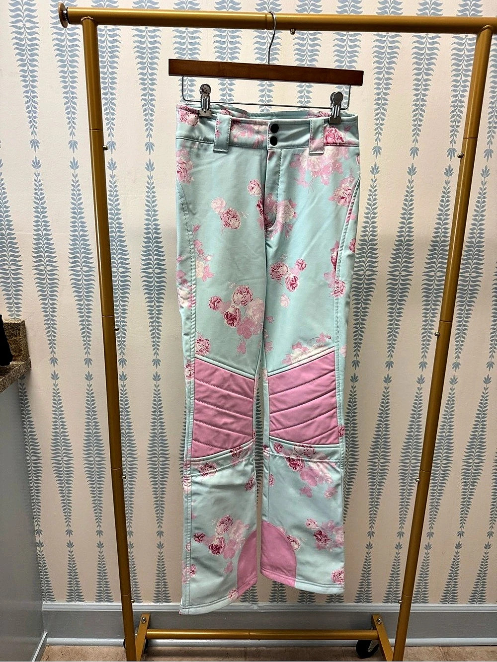 LoveShackFancy Floral Ski Pants in Green & Pink Size (4) XS Like New